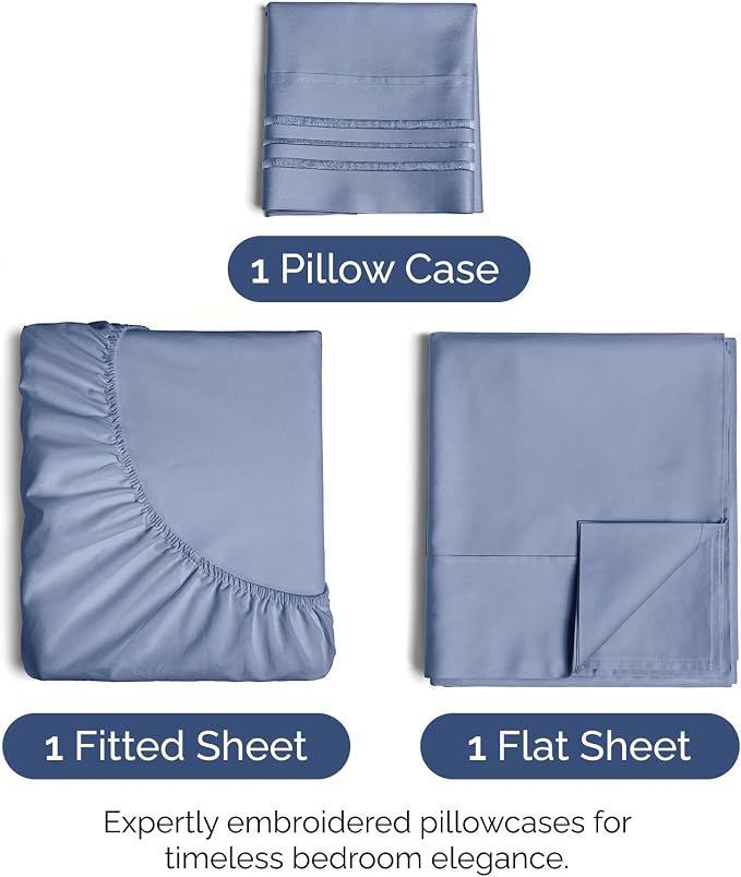 Twin Size 3 Piece Sheet Set - Ultra Soft & Cooling Sheets - Dusty Purple | Fits 8 Inch to 16 inch Mattress, Wrinkle Free & Fade Resistant with Deep Pockets, Breathable, Comfy Hotel Luxury Bedding