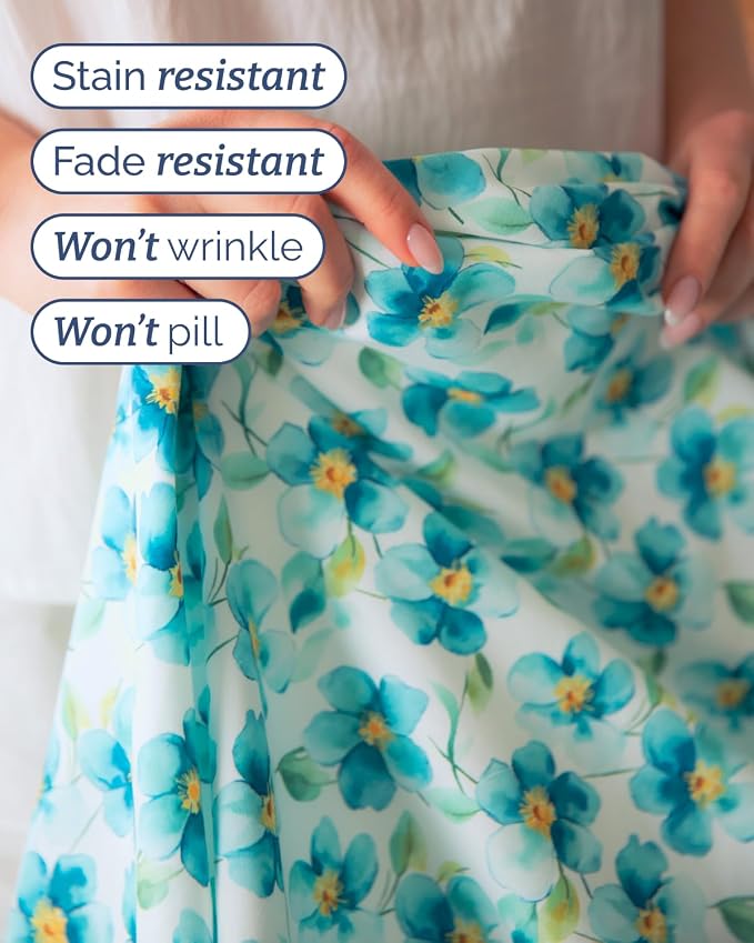 Full 4 Piece Floral Sheet Set - Breathable & Cooling - Blue Meadow Bloom | 1 Flat, 1 Fitted & 2 Pillowcases w/ Deep Pockets, Boho Botanical Floral Bedding, Breathable & Cooling, Wrinkle & Fade Free