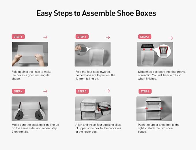 Kuject X-Large Shoe Storage Boxes 12 Pack, Clear Stackable Shoe Organizer | Shoe Case for Closet, Entryway & Under-Bed Storage, Drop-Front Design, Space-Saving Solution for Family Organization,Pink