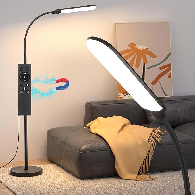 Aisutha LED Floor Lamp, 18W Super Bright Floor Lamp for Living Room, Adjustable Stepless Colors & Brightness Standing Lamp, Eye Caring Reading Light with Remote | Adjustable Stepless Colors & Brightness Standing Lamp, Eye Caring Reading Light with Remo...