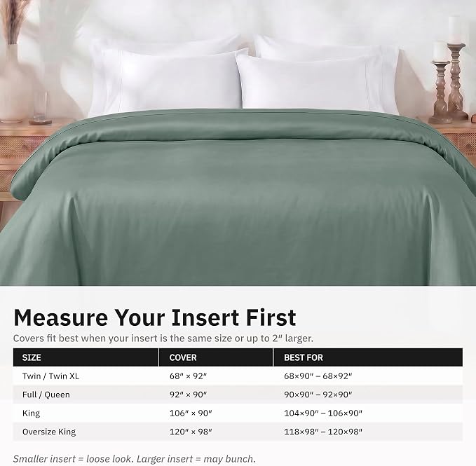 California Design Den 100% Cotton Sateen Twin XL Duvet Cover, Sage Green | Duvet Cover Only, Comforter Not Included, Backed by Good Housekeeping Seal, Button Closure & Corner Ties