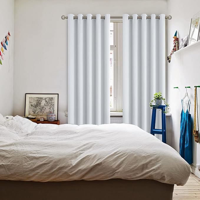 BGment Room Darkening Curtains 84 Inches Long - Grommet Thermal Insulated Drapes Window Treatment Curtains for Bedroom, 2 Panels, 70 x 84 Inch, Greyish White | Grommet Top, Light-Blocking, Sunblock, Thermal Insulated, Window Drapes for Living Room Bedr...