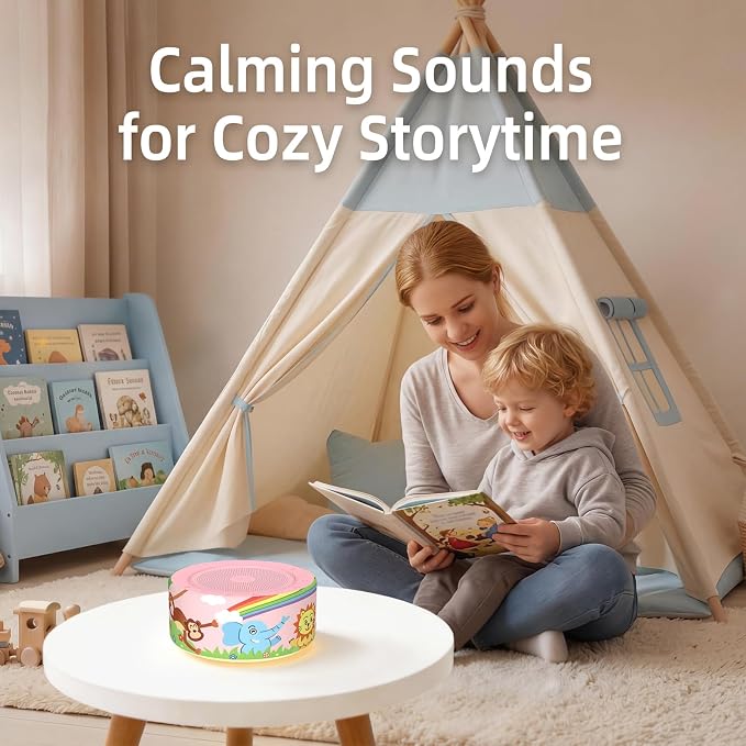 Kipcush White Noise Machine for Baby & Adults, Sleep Sound Machine with 30 Soothing Sounds, 8-Color Night Light, Memory Function, White Noise for Sleeping, Nursery, Office, Travel, Relaxation