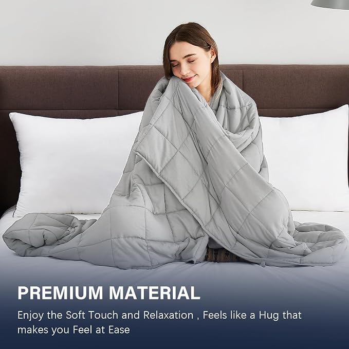 CuteKing Weighted Blanket for Adults: Weighted Blanket with Premium Glass Beads - Breathable Heavy Blanket for Comfort Sleep - Thick Blanket for Adult All Season (12lbs, 48"x72", Light Grey)