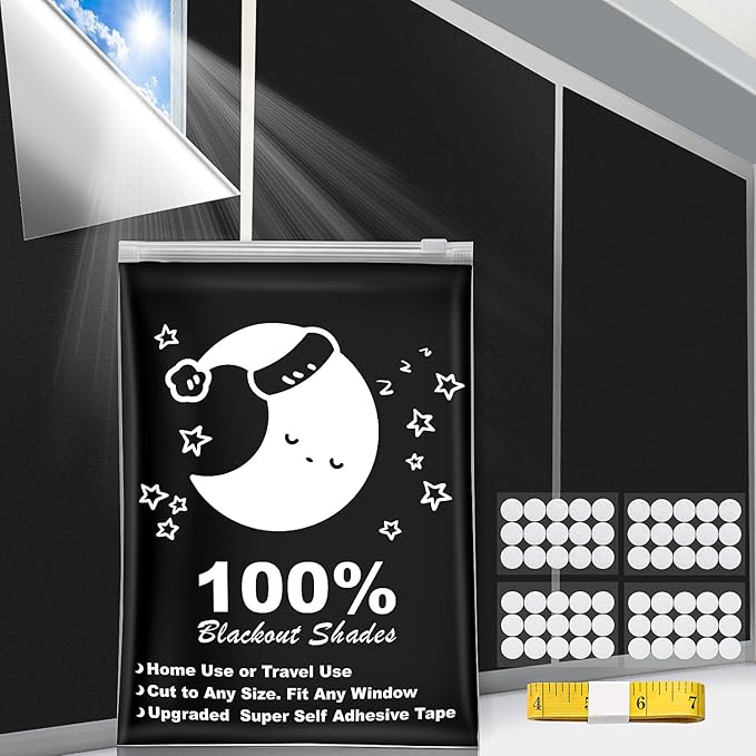 Portable Blackout Curtains, 118" x 57", 100% Blackout, Waterproof, Reusable, Hook & Loop Tabs, Ideal for Travel, Home, Office, Bedroom