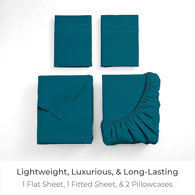 Mellanni Iconic 4-Piece, Ultra Soft Sheet Set (King, Teal) | 10M+ Sleepers. Lab-tested: Sleeps Cool, Stays Bright, Strong, Smooth. Good Housekeeping Best Bedding, 7 yrs running.