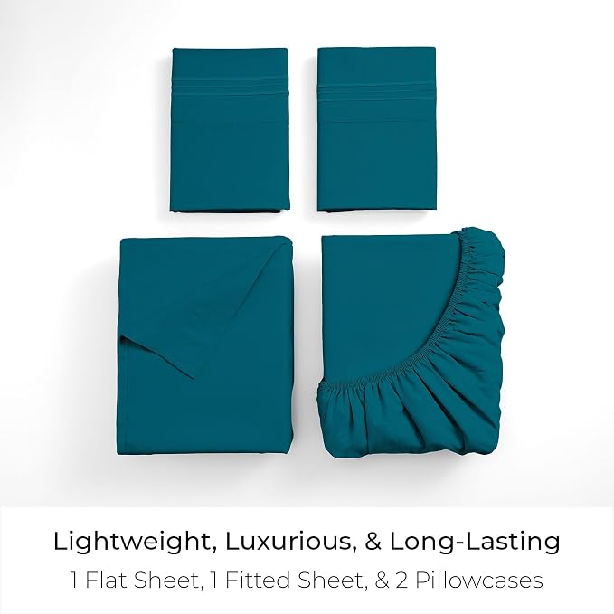 Mellanni Iconic 4-Piece, Ultra Soft Sheet Set (Full, Teal) | 10M+ Sleepers. Lab-tested: Sleeps Cool, Stays Bright, Strong, Smooth. Good Housekeeping Best Bedding, 7 yrs running.
