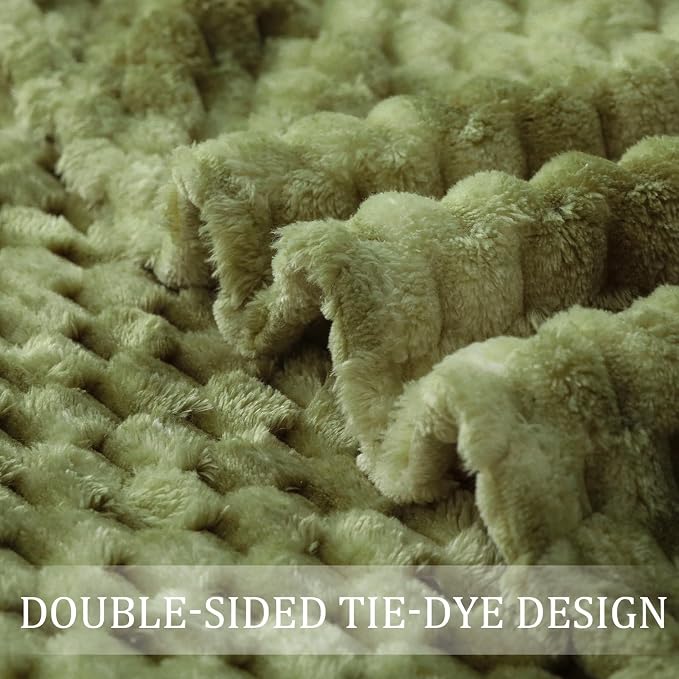 Exclusivo Mezcla 3D Fleece Queen Size Blanket for Bed, Tie-dye Olive | Extra Soft Fuzzy Plush Lightweight Bed Blankets, Cozy Fluffy Decorative Blankets for All Seasons, 90x90 Inches