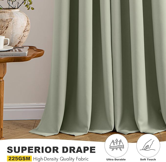 MIULEE Blackout Curtains for Bedroom 2 Panels 29 x 40 Inch Long Sage Green | Thermal Insulated, Living Room Darkening Grommet Drapes, Noise Reducing, Light Blocking Window Treatments