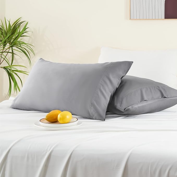 BEDELITE Cooling Pillow Cases Queen, Rayon Made from Bamboo, Silver Grey | Cooling and Breathable Pillow Cover for Hot Sleepers & Night Sweats, Silky Soft Cozy, Envelope Closure, 20"x30", Set of 2