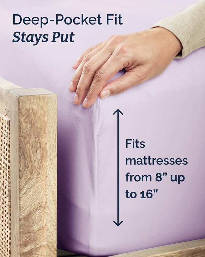 Twin Size 3 Piece Sheet Set - Breathable & Cooling Sheets - Light Lavender | Hotel Luxury Bed Sheets for Women & Men, Deep Pockets, Easy-Fit, Extra Soft and Wrinkle Free Sheets, Oeko-Tex Bed Sheet Set