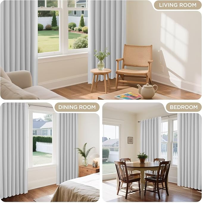 Joydeco 72 Inch 60% Blackout White Curtains 2 Panels,Elegant Soft Sheer Curtains for Bedroom,Thermal Insulated Black Out Drapes for Living Room,Rod Pocket Back Tab Drapes(W52 x L72 Inch,Greyish White)