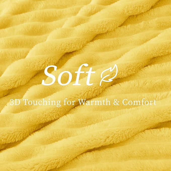 BEDELITE Ribbed Twin Blanket for Couch & Bed, Custard Yellow, 60"x80" | Ultra-Soft Plush Fleece, Cozy, Warm Yet Lightweight, Ribbed Texture, Home Decor, Machine Washable, Giftable, All-Season Use