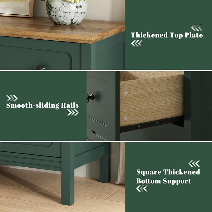 CARPETNAL 55" Green Dresser for Bedroom with 8 Drawer & Deep Drawers | Large Storage Modern Chest of Drawers with Metal Handles for Living Room, Hallway