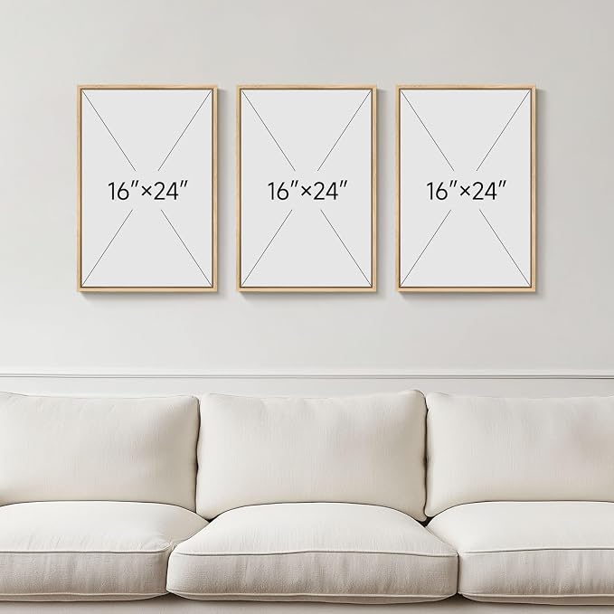 Framed Green Mid Century Modern Boho Abstract Wall Art Bedroom, 16x24 Inch | Bohemian, Canvas prints, Large, Botanical painting, Sage green, Orange, Tropical leaf, Ready to hang, Wall decor living room