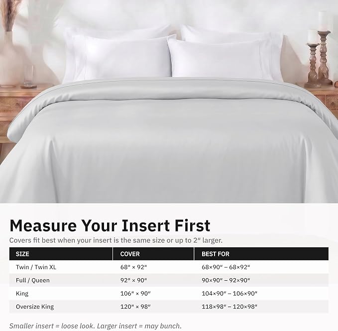 California Design Den 100% Cotton Sateen King Duvet Cover Pattern, Silver | Duvet Cover Only, Comforter Not Included, Backed by Good Housekeeping Seal, Button Closure & Corner Ties