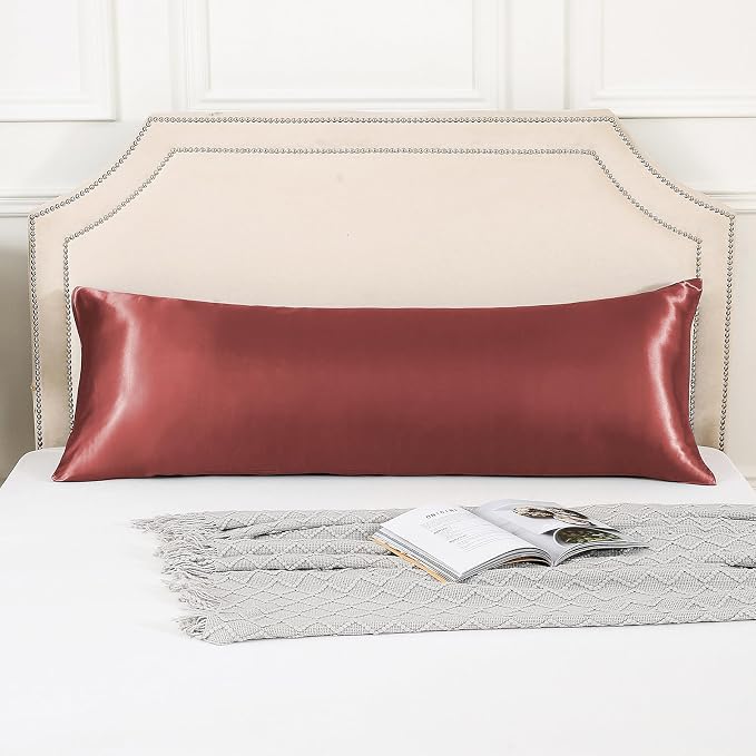 Body Pillow with Satin Pillowcase, Body Pillow for Adults | 20"x54", Removable Cover, OEKO-TEX Certified Down Alternative Filling,Washing Machine