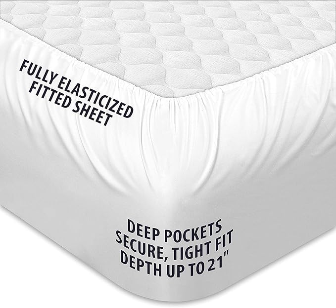 King Mattress Topper, Cotton Extra Thick Pillow Top Mattress Pad | 100% Cotton Top Bed Topper Protector, Cooling Mattress Cover for Back Pain, Soft Breathable for Hot Sleeper, White