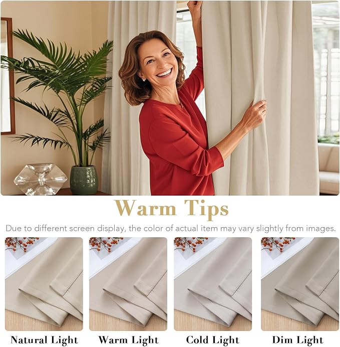 H.VERSAILTEX Blackout Curtains Thermal Insulated Window Treatment Panels Room Darkening Blackout Drapes for Living Room Back Tab/Rod Pocket Bedroom Draperies (2 Panels, Fog, 52 x 96 Inch)