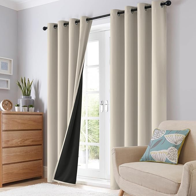 SimpleHome Stone 100% Blackout Curtains Room Darkening Living Room 84 Inch | Curtains for Bedroom,Thermal Insulated Grommet Window Drapes,Curtains for Living Room with Black Back,52 x 84 Inch,2 Panels