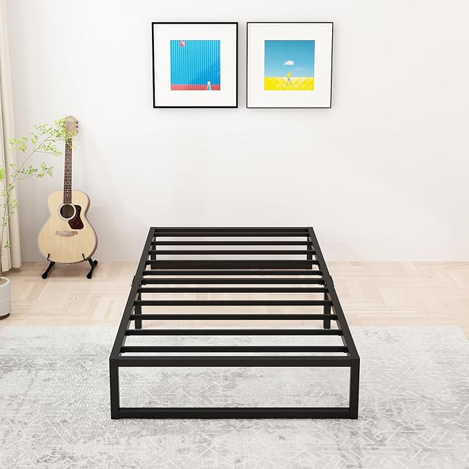 Lutown-Teen 8 Inch Twin Bed Frames with Heavy Duty Steel Slat Support | Twin Platform Bed Frame No Box Spring Needed, Noise Free, Easy Assembly, Black
