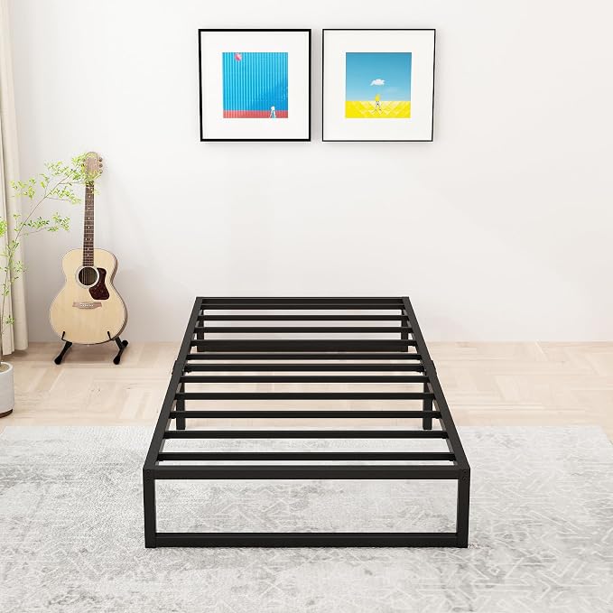 Lutown-Teen 9 Inch Twin Bed Frames with Heavy Duty Steel Slat Support | Twin Platform Bed Frame No Box Spring Needed, Noise Free, Easy Assembly, Black