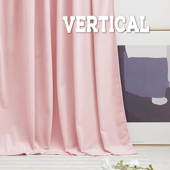 RYB HOME Baby Pink Velvet Curtains 84 inches for Girls Bedroom Nursery | Thermal Insulated, Privacy UV Blocking, Noise Reducing, Energy Saving, Luxury Window Decor for Kids Room, W52 x L84, 2 Panels