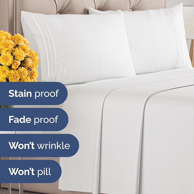 Bulk Case Pack of 20 Flat Sheets - Full Size Flat Sheets - White | Wholesale Bulk Flat Sheets for Hotels, Spas & Airbnbs, Soft, Cooling & Breathable, Wrinkle Free, Fade & Shrink Resistant