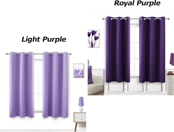 KOUFALL Lavender Purple Curtains for Bathroom Small Window 2 Panels Blackout Short Curtains for Bedroom Kids Girls Room 45 Inch Length Orchid Periwinkle