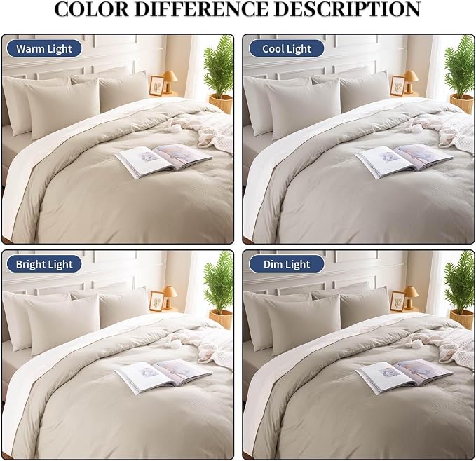 NEXHOME PRO King Duvet Cover Set – 100% Certified Organic Cotton with Washed Feel & Linen-Like Texture, Comfortable & Breathable, Home Bedding Set Light Linen (No Comforter)