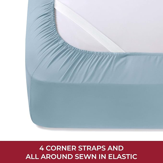 Mellanni Iconic 4-PC, Ultra Soft Sheet Set (RV/Short Queen, Blue Hydrangea) | 10M+ Sleepers. Lab-tested: Sleeps Cool, Stays Bright, Strong, Smooth. Good Housekeeping Best Bedding, 7 yrs running.