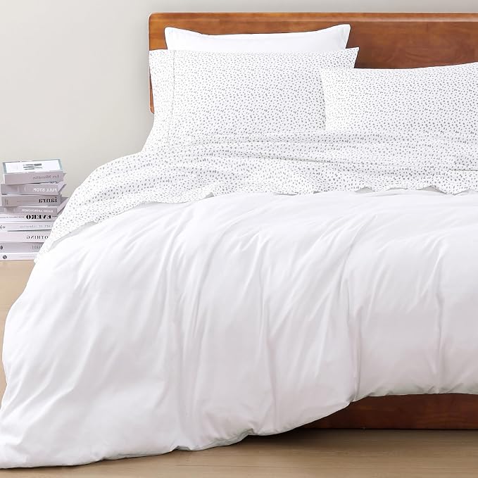 LANE LINEN Twin Sheets 100% Organic Cotton Soft 3pc Percale - Haze Grey | Twin Sheet Set, Pure Long-Staple Organic Cotton - For Dorm & Guest Rooms, Naturally Cooling & Lightweight, Great For Gifting