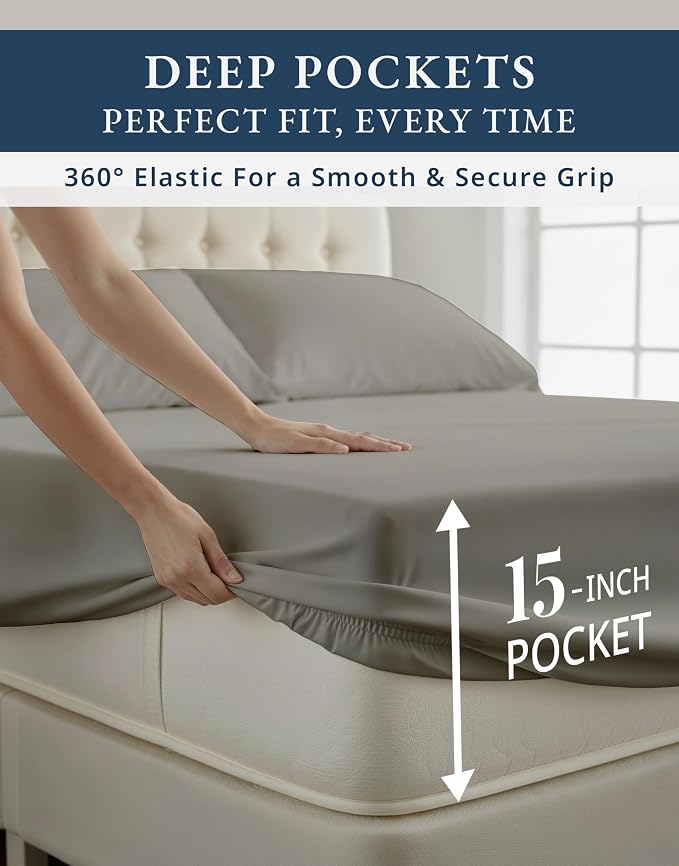 LANE LINEN Twin XL Sheets Cotton 100% Egyptian Cotton Sateen - Charcoal | Twin XL Bed Sheets - 3-Piece Set, Ideal For Dorms And Adjustable Beds, For A Luxurious Night's Sleep, Luxe Sheen