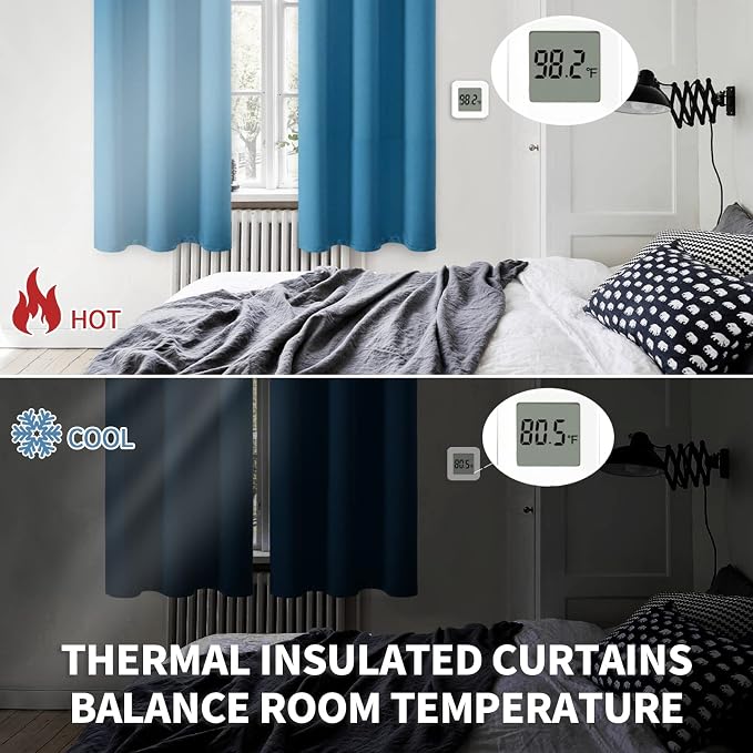 BGment Steel Blue Blackout Curtains for Bedroom 72 Inch Long - 2 Panels | Grommet Top, Black Out, Room Darkening, Sunblock, Thermal Insulated, Window Drapes for Kids Boys Room, 52x72 Inch