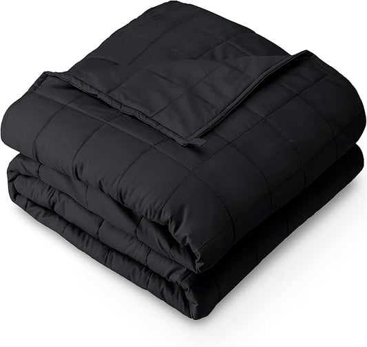 Bare Home Cotton Weighted Blanket (Black, 48"x72" 12lbs) | Full or Queen Size for Adults, All-Natural 100% Cotton, Premium Heavy Blanket Nontoxic Glass Beads