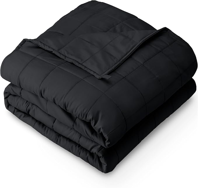 Bare Home Cotton Weighted Blanket (Black, 60"x80" 17lbs) | Queen Size for Adults, All-Natural 100% Cotton, Premium Heavy Blanket Nontoxic Glass Beads