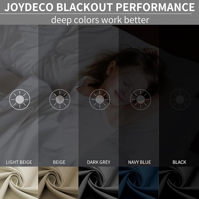 Joydeco Blackout Curtains 84 Inch Length 2 Panels Set, Thermal Insulated Long Curtains& Drapes 2 Burg, Room Darkening Drapes for Bedroom Living Room (Greyish White, W37 x L84 Inch)