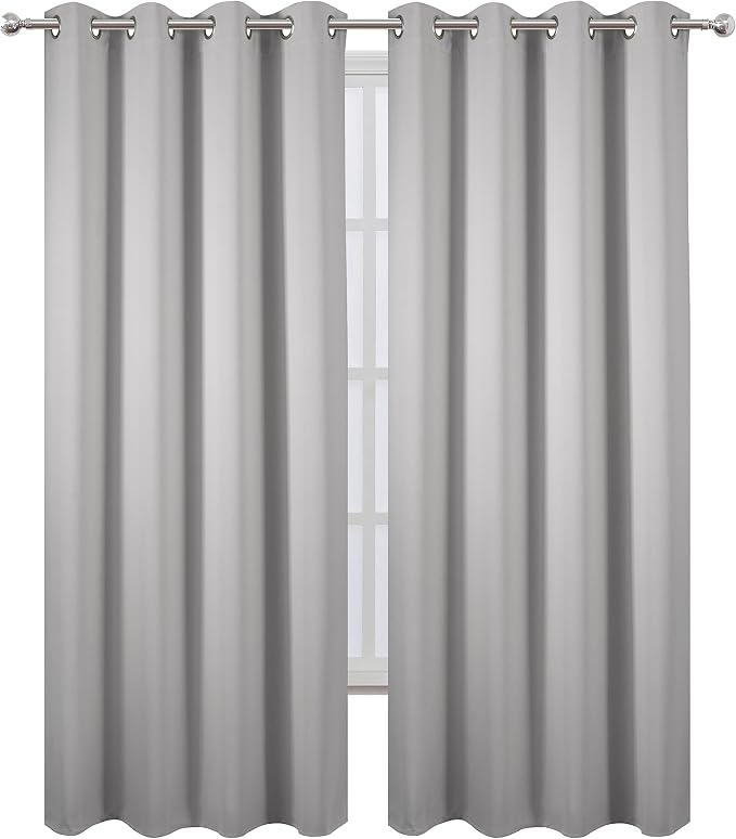 Blackout Curtains 66 x 95 inch/Light Grey Curtains Set of 2 Panels/Thermal Insulated Room Darkening Bedroom Curtains