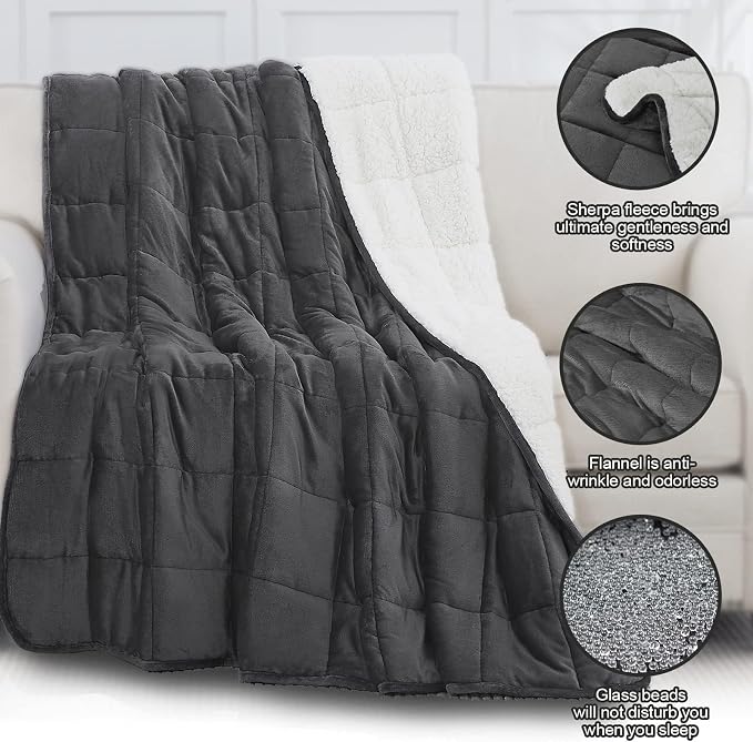 yescool Weighted Blanket for Adults (15 lbs, 60" x 80", Medium Gray) Heavy Blanket for Sleeping Perfect for 140-160 lbs, Queen Size Breathable Blanket with Premium Glass Bead, Machine Washable