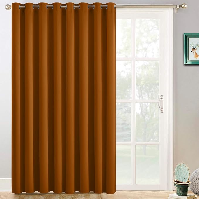 Yakamok Burnt Orange Room Darkening Curtains 84 inch Sliding Door Drapes | 1 Extra-wide Panel,W100xL84,Soft Triple-weave,Grommet,Blackout Thermal Insulated Drapes,Privacy,Light Reduction,Patio doors