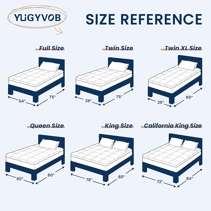 YUGYVOB California King Mattress Topper Thick, Cooling Plush Mattress Pad | Soft & Breathable Brushed Cover, Down Alternative Fill, Pillow Top Bed Topper with 8-21" Deep Pocket