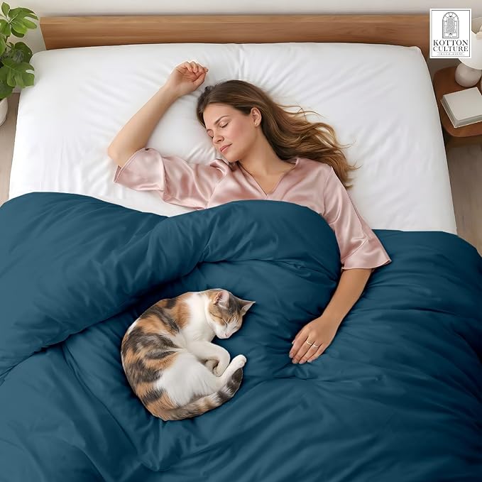 1 Pc Duvet Cover Queen Size/Full Size-100% Egyptian Cotton 600 Thread Count Ultra Soft Premium Durable Comforter Cover Zipper Closure & Corner Ties- (Green Teal, 90" X 90")