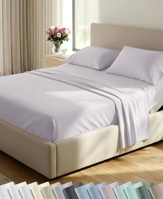 California Design Den 600 Thread Count Split King Sheets Set, 5 Pcs | 100% Cotton Sateen, Good Housekeeping Seal, Split King Sheets Sets for Adjustable Bed with 2 Separate Twin-XL Mattresses