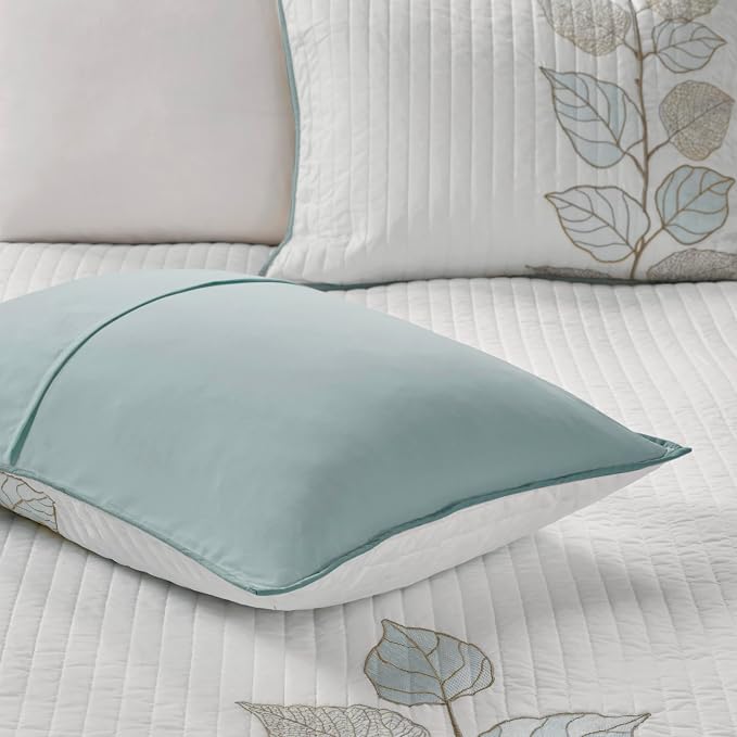 Madison Park Modern Classic Breathable Blue Queen Quilt Set, 6pc | Coverlet Lightweight Bedding Set, Machine Washable, Easy Care, Cozy, Soft, Casual, Durable