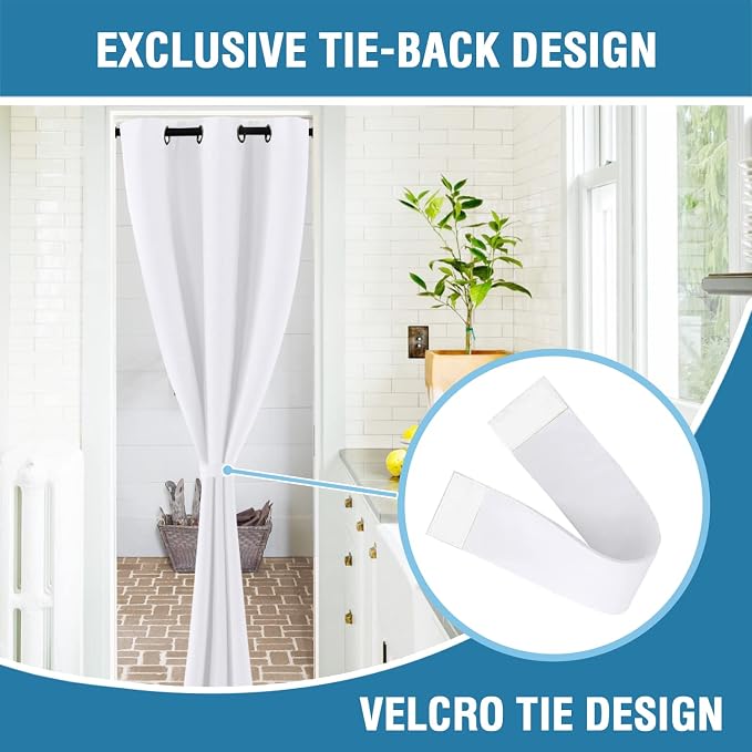 H.VERSAILTEX Doorway Curtain Blackout Closet Door Curtain Room Divider Window Treatment Curtain for Bedroom Thermal Insulated Privacy Drape Soundproof Grommet, 42 x 80 inches, 1 Panel, White