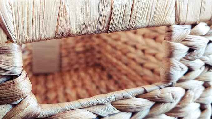M4DECOR Water Hyacinth Storage Baskets, Wicker Storage Basket with Handles, Woven Baskets for Storage, Pantry Storage Baskets for Kitchen Organizers and Storage Pantry (2 Packs Medium)