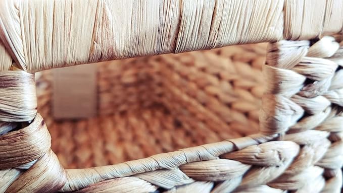 M4DECOR Set of 6 Rectangular Wicker Storage Baskets for Shelves | Water Hyacinth Storage Baskets, Pantry Baskets for Organizing, Handwoven