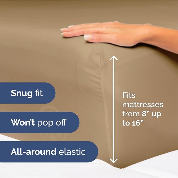 King Size 4 Piece Sheet Set - Ultra Soft & Cooling Bed Sheets - Caramel | Fits 8 Inch to 16 inch Mattress, Wrinkle Free & Fade Resistant with Deep Pockets, Breathable, Comfy Hotel Luxury Bedding