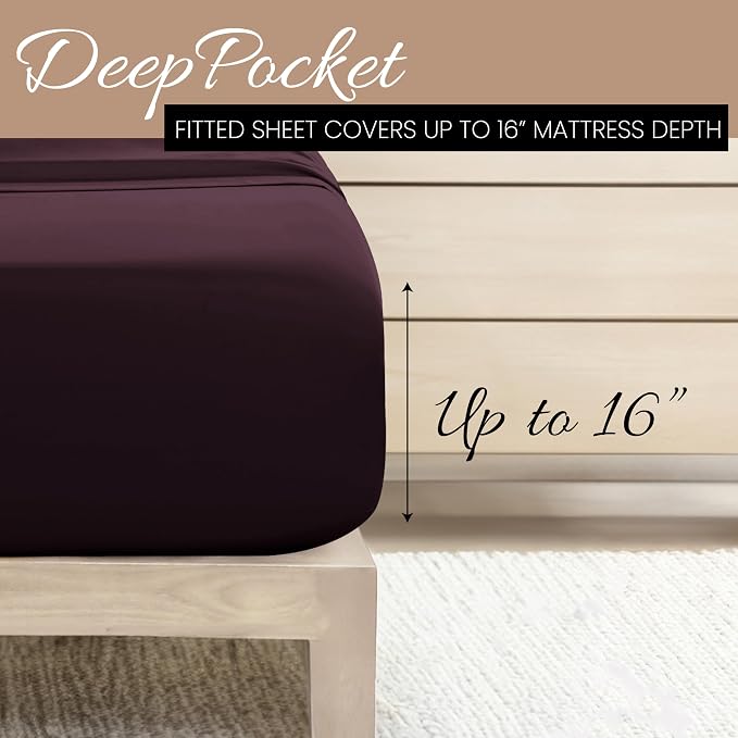 Linen Market Bed Sheets for California King Size Bed (Purple) - Sleep Better Than Ever With These Soft and Cooling California King Sheets - Deep Pocket Fits 16" Thick Beds - 4 Piece Cal King Sheet Set