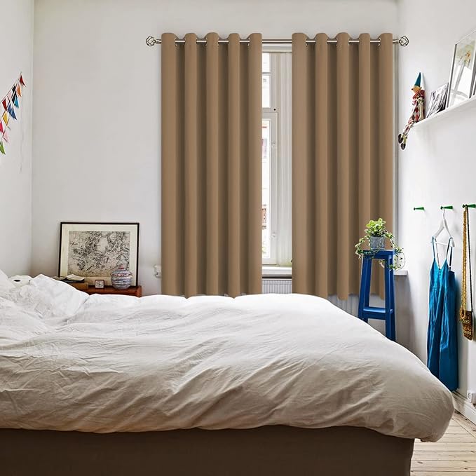 BGment Taupe Blackout Curtains for Bedroom 63 Inch Long - 2 Panels | Grommet Top, Black Out, Room Darkening, Sunblock, Thermal Insulated, Window Drapes for Kids Boys Room, 70x63 Inch